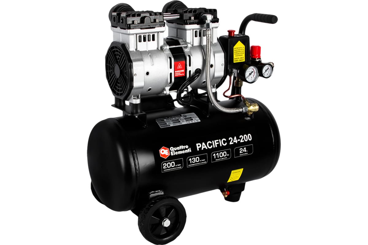 Компрессор поршневой безмасляный Quattro Elementi PACIFIC 24-200 9014347 STDN-0009168 - Вид №5