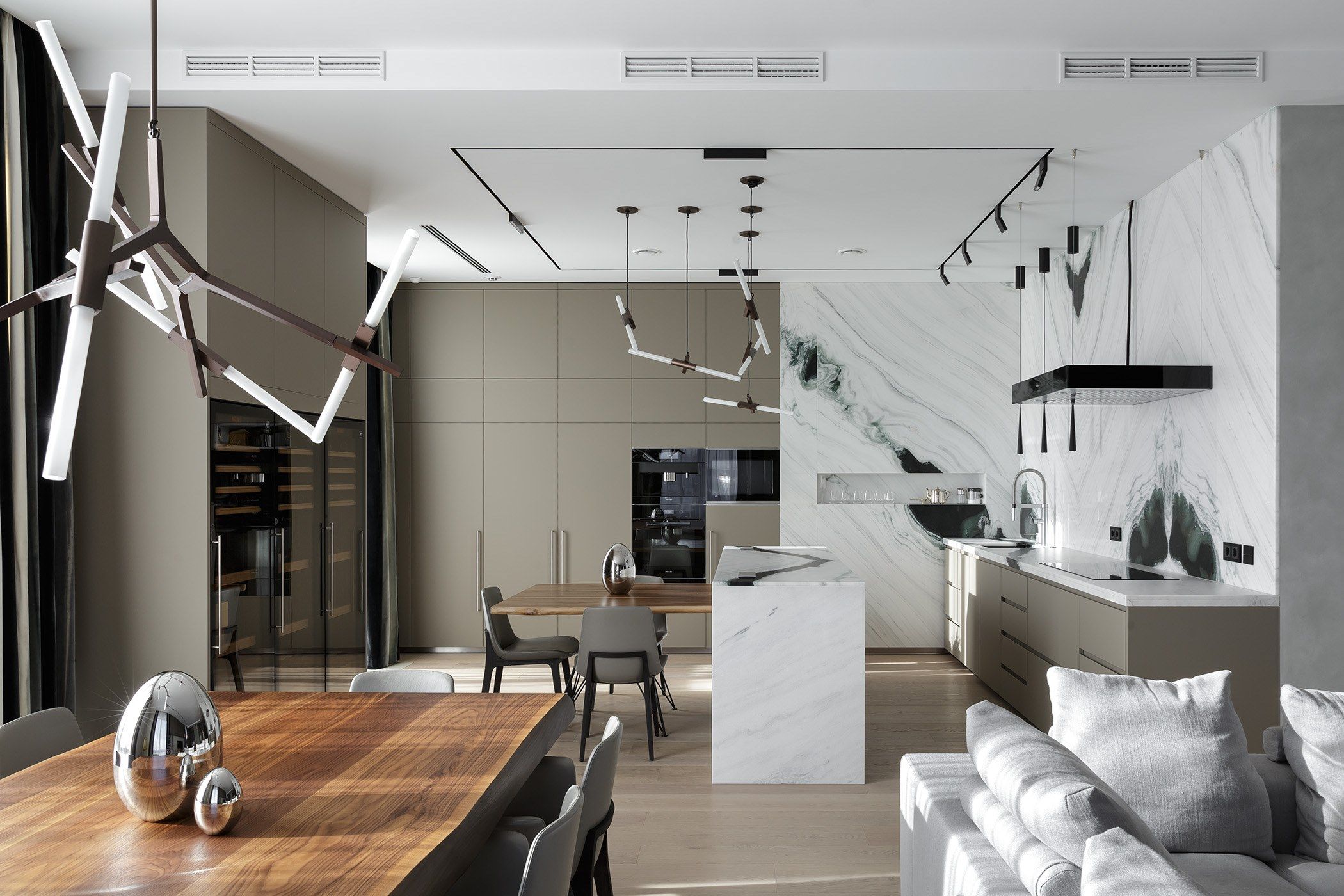 Кухня с трех сторон с островом и соседним столом TM Italia Cucine ARCH-00038339 - Вид №2