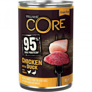ПР0053617 Корм для собак Core 95 курица с уткой и морковью банка 400г Wellness