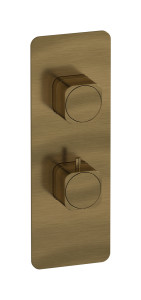 Комплект трехходовой термостатической мягкой пластины и ручки с вертикальным прямоугольным пластинчатым переключателем WE ARE IB eua716mbneo_1 Modern Bronze Aqua