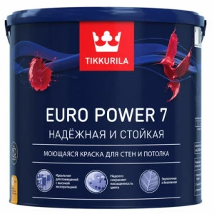 Краска Tikkurila Euro Power 7 / Тиккурила Евро 7 матовая моющаяся 0,9л