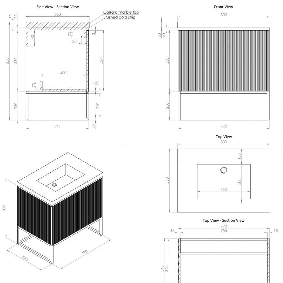 Деревянный одиночный напольный шкаф для умывальника со встроенной раковиной LUSSO Couture ARCH-00092960 - Вид №14