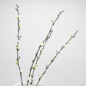 Искусственная длинная ветка дрок с белыми цветами 80 см