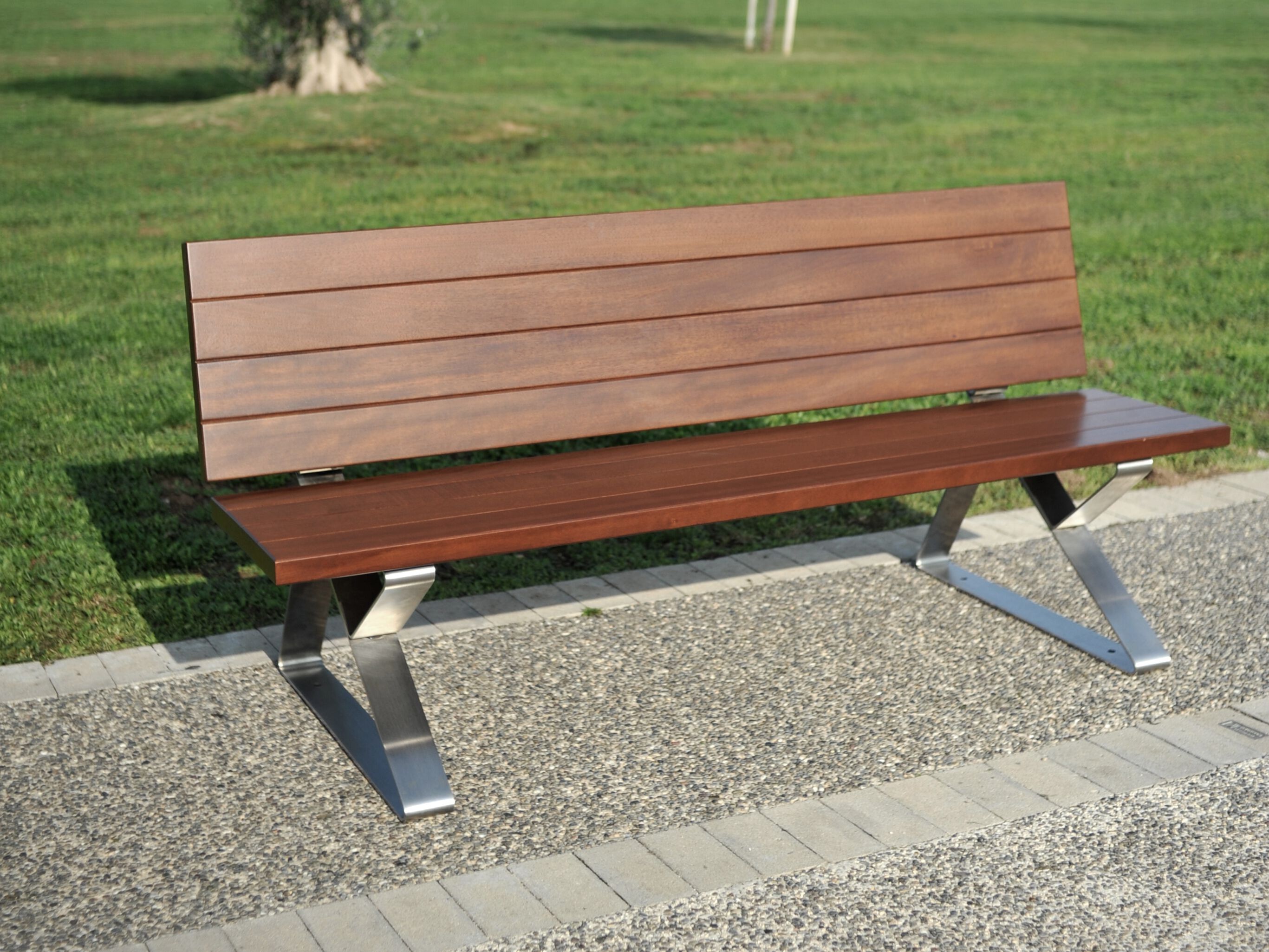 Стальная и деревянная скамья со спинкой Viscio Urban Design TRIA ARCH-00116404 - Вид №4