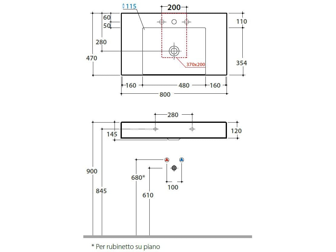 Керамическая прямоугольная раковина Ceramica Globo плиты ARCH-00113593 - Вид №2