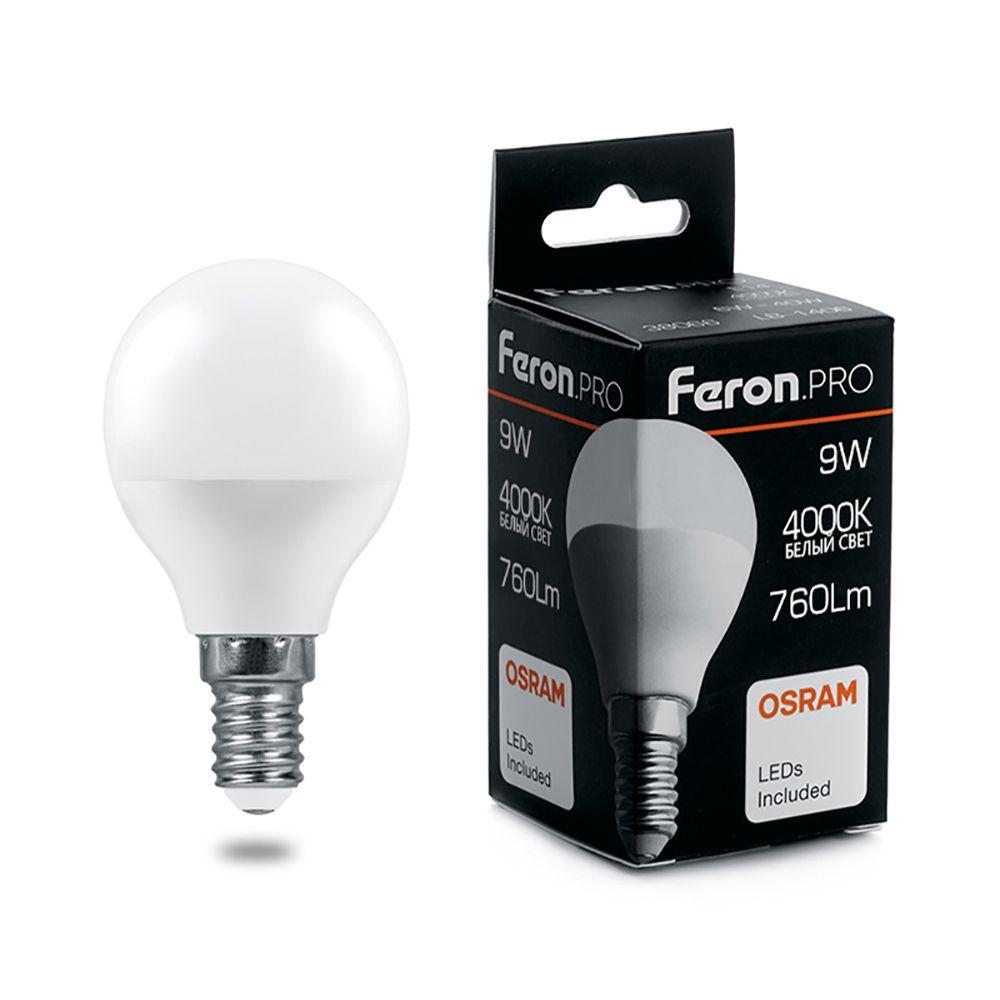 38078 Лампа светодиодная Pro E14 9W 4000K матовая Feron LB-1409