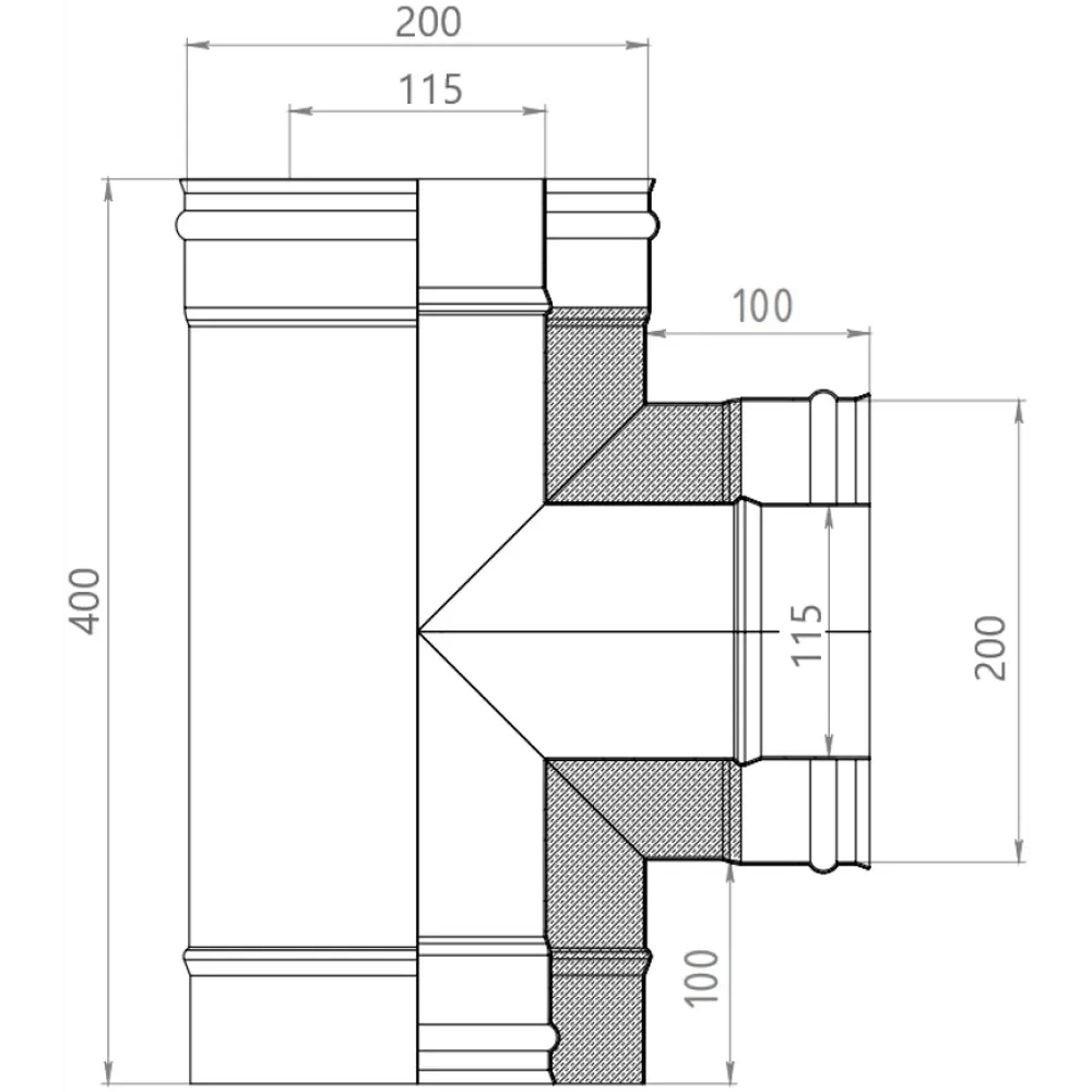 Сэндвич-тройник Металлик и Ко 90° 430/0.8 мм D115x200 мм 83398185 STLM-2039587  - Вид №4