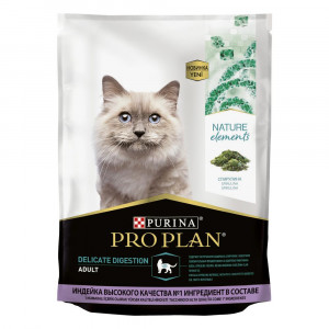 ПР0058661 Корм для кошек Nature Elements с чувствительным пищеварением или особыми предпочтениями в еде, индейка сух. 200 г Pro Plan