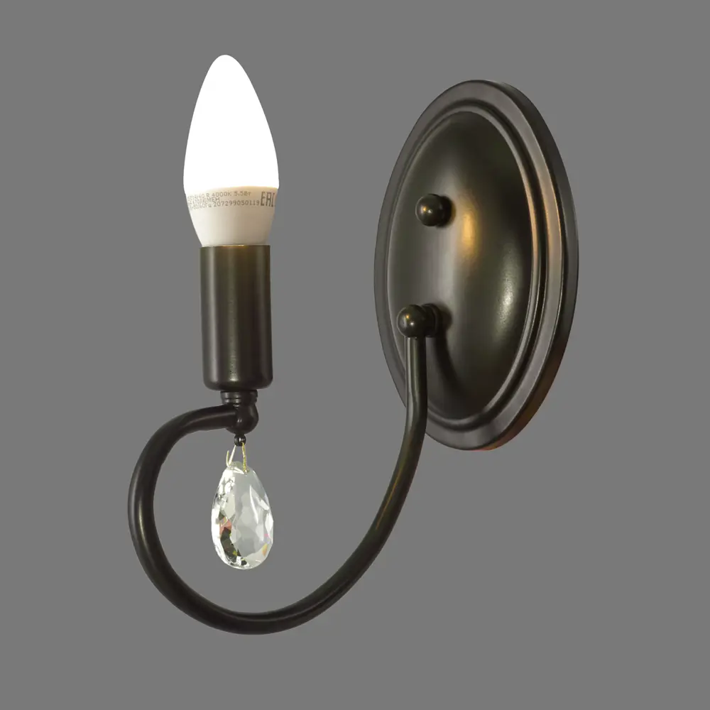 Настенный светильник Черный жемчуг 1xE14x40 Вт цвет черный, хрусталь СВЕТПРОМЪ STLM-2069133 - Вид №1