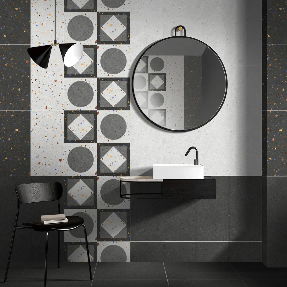 Керамин Салерно 5: настенная плитка графит с эффектом терраццо 89398687 STLM-1564857 - Вид №6