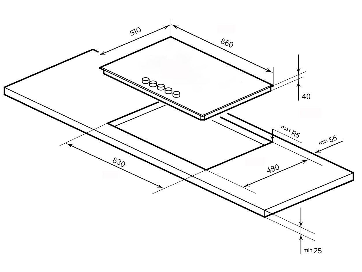 9101419 Газовая варочная поверхность LEX GVG 955 BBL STDN-0021637 - Вид №8