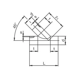 SANIT 72111006075032 Простые ветви с ° (фитинги) сопловых же покрытие 45