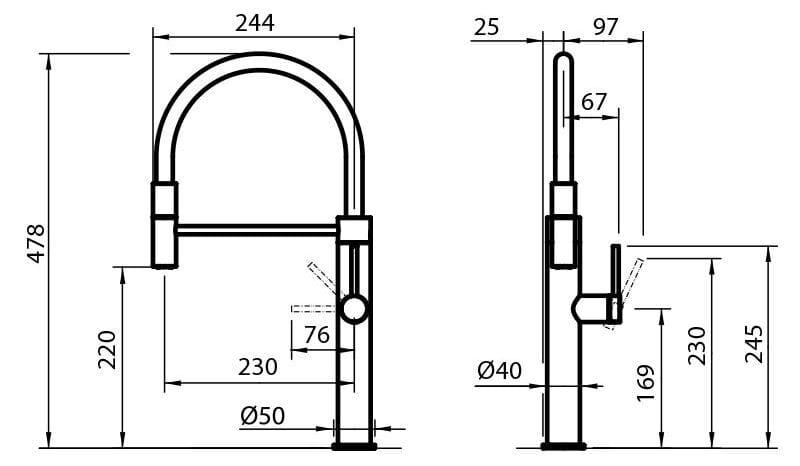 Однорычажный кухонный смеситель с поворотным изливом Foster Skin ARCH-00073722 - Вид №2