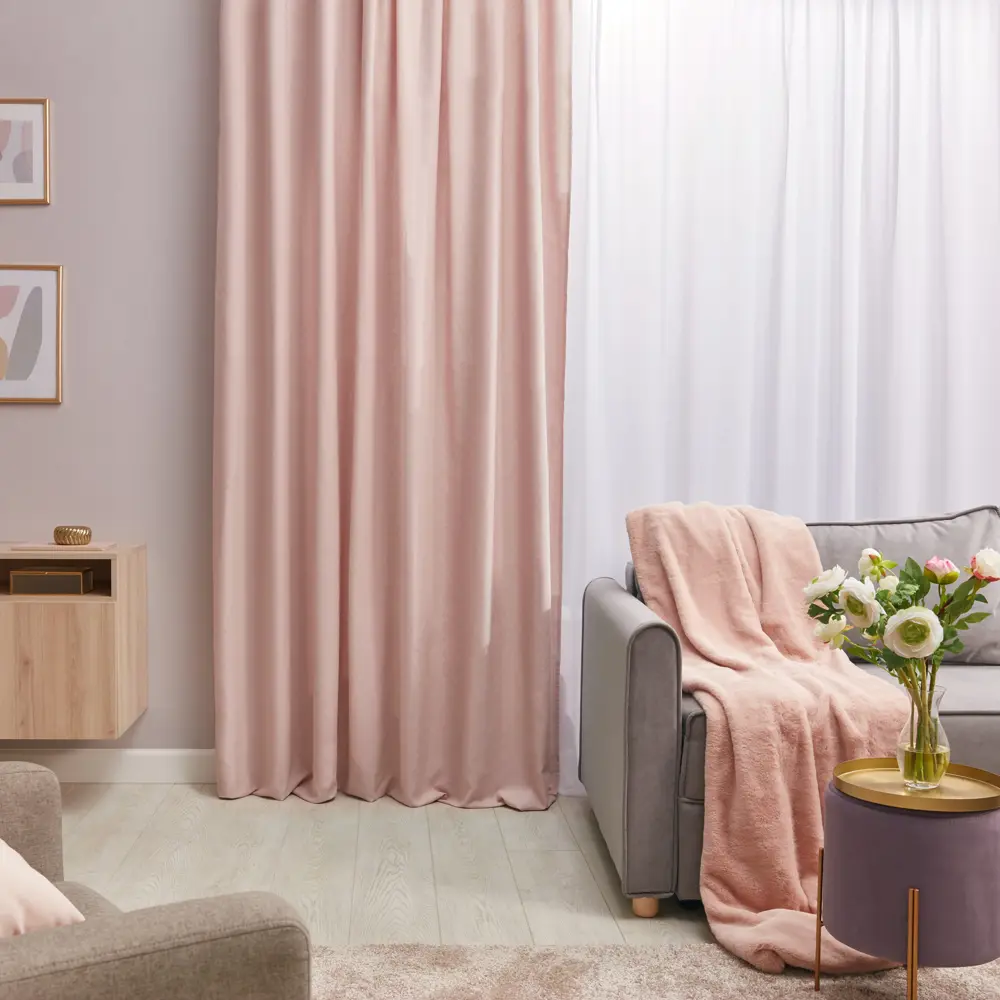 Штора на ленте Inspire Andrea 200x280 см цвет розовый Havana 5 82485599 STLM-2164416 