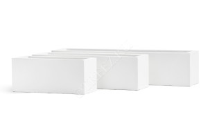 41.1020-0031-WH-80 Кашпо  ERGO - серия Just - Узкий низкий прямоугольник - Белый камень Цветочная коллекция