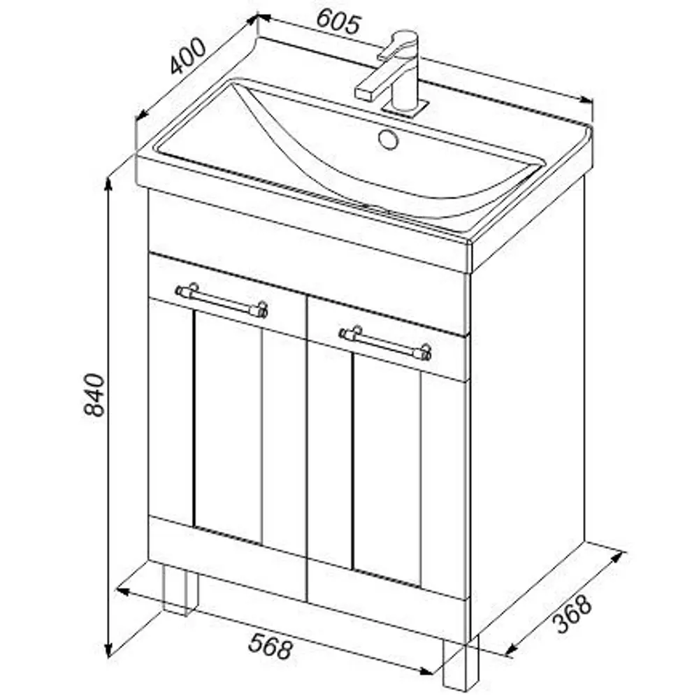 Тумба под раковину напольная «Клио-М» 60 см цвет дуб сонома AQWELLA STLM-2090164 - Вид №7