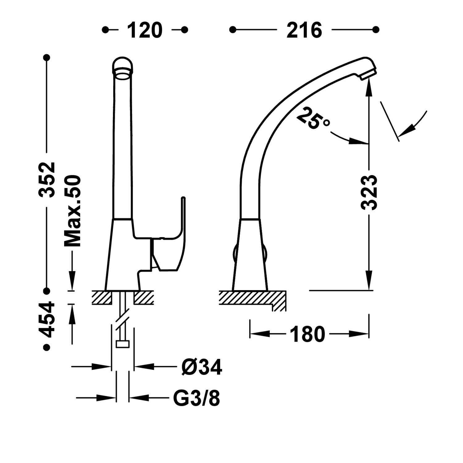 КУХОННЫЙ смеситель с одной ручкой для кухни-06944701 TRES Kitchen - Вид №1