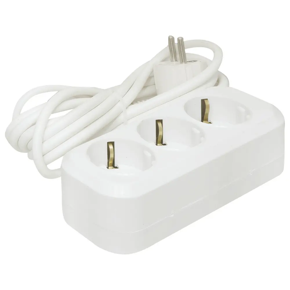 Удлинитель с заземлением для маломощной техники 3 розетки 3 м цвет белый, 2 шт Santreyd STLM-2093889