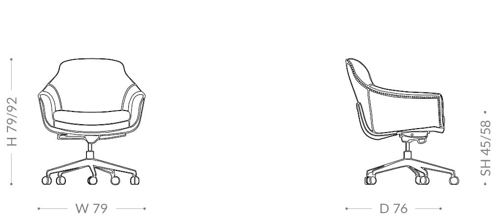 Кожаный мягкий операционный офисный стул с подлокотниками BRUNO ZAMPA ARCH-00139012 - Вид №2