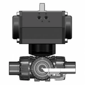 SANIT 700011300 3/2-ходовой клапан ТКД шарика, ПВХ-C, D 20 - 63 г, цапф, L-отверстие, С.А.