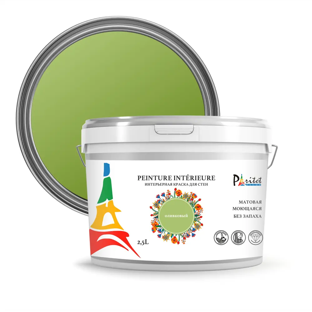 Краска для стен и потолков Paritet матовая цвет оливковый 2.5 л STLM-2120586