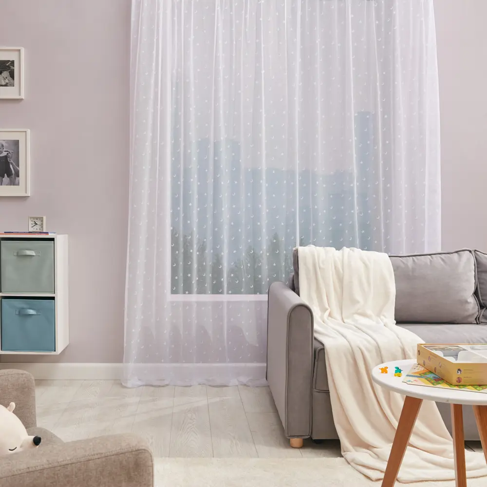 Тюль на ленте Звездочет 300x260 см цвет белый 89077298 STLM-2042698 Santreyd 