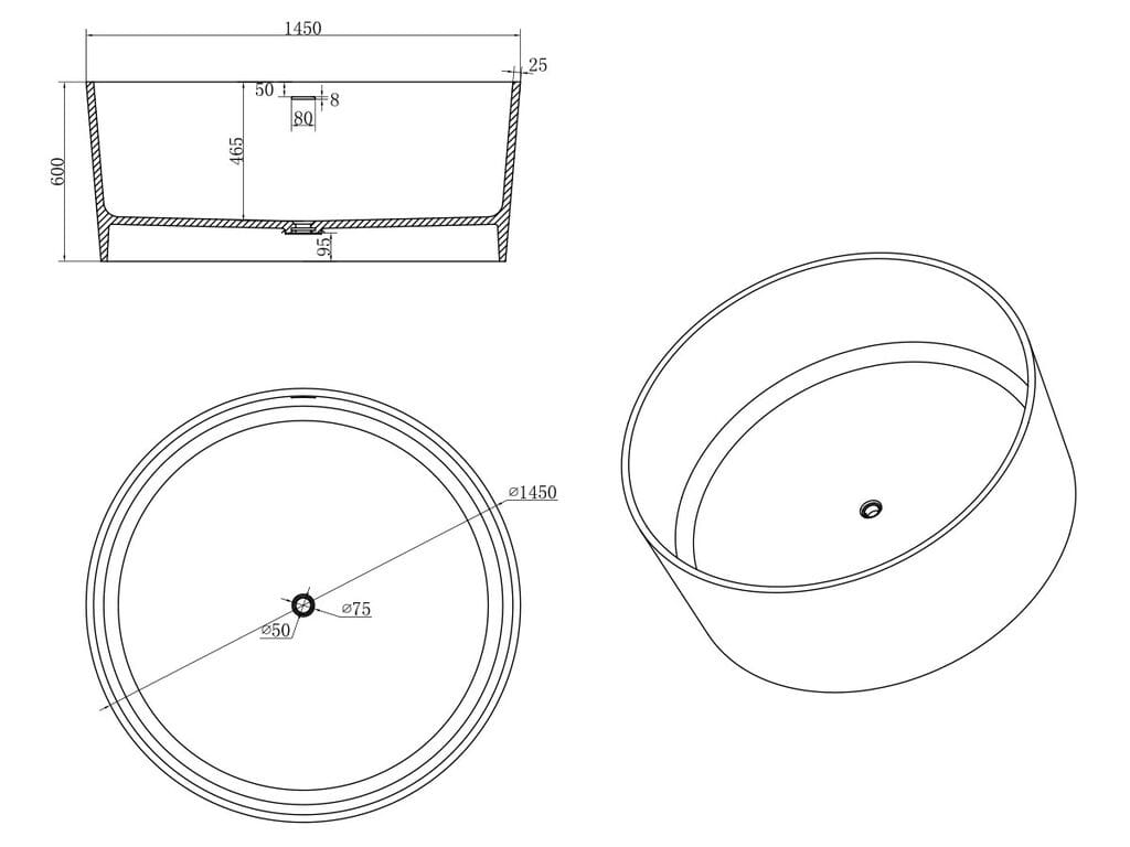 Круглая ванна в центре комнаты в Mineral Stone® RILUXA Осака ARCH-00144348 - Вид №6