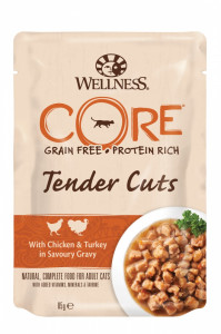 ПР0044883*24 Корм для кошек Core Tender Cuts нежные кусочки индейки и утки в пикантном соусе пауч 85г (упаковка - 24 шт) Wellness