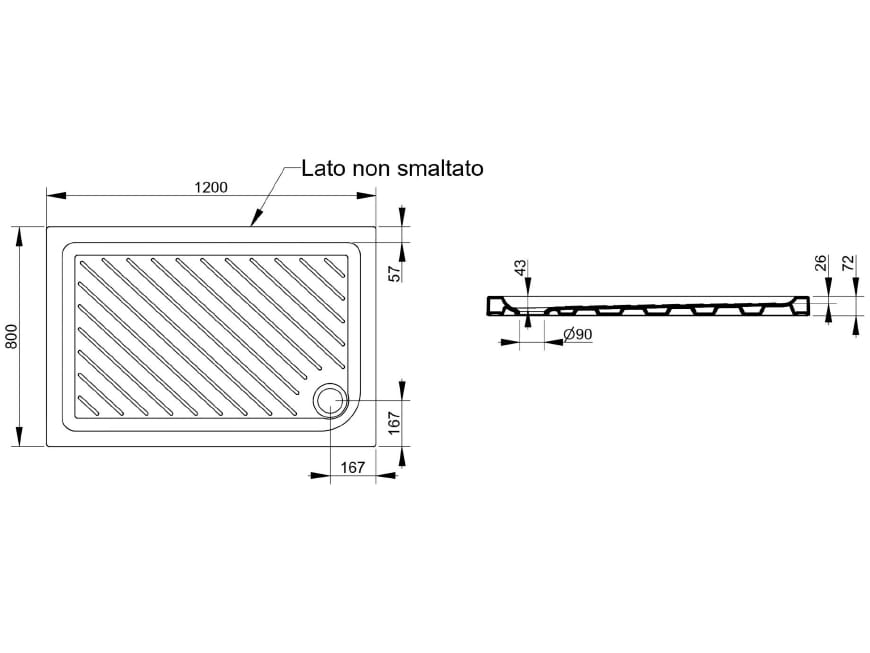 Керамический нескользящий прямоугольный поддон для душа Ceramica Dolomite Gemma2 ARCH-00083927 - Вид №9