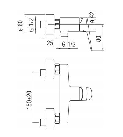 Однорычажный настенный смеситель для ванны Nobili Blues ARCH-00031707 - Вид №2