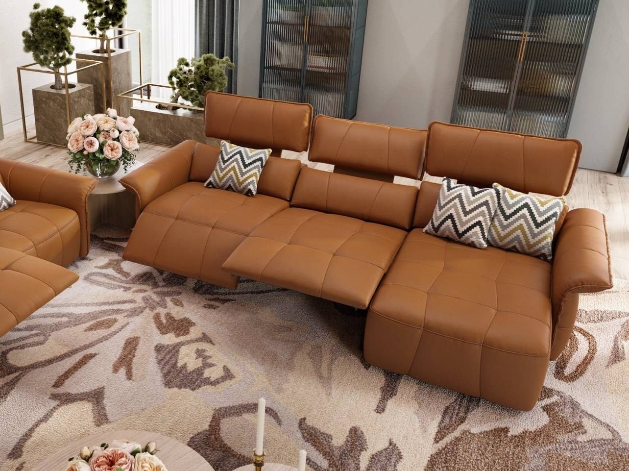 Кожаный диван с полуостровом Sofanella Adria ARCH-00046124 - Вид №2