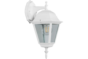 15594356 Садово-парковый светильник, четырехгранный на стену вниз 100W E27 230V, белый 4202 11025 FERON Классика