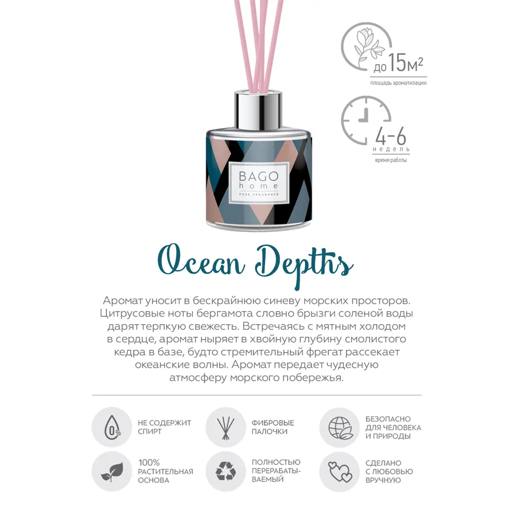 Ароматический диффузор Bago Home Бескрайнее море 45 мл STLM-2163287 - Вид №2