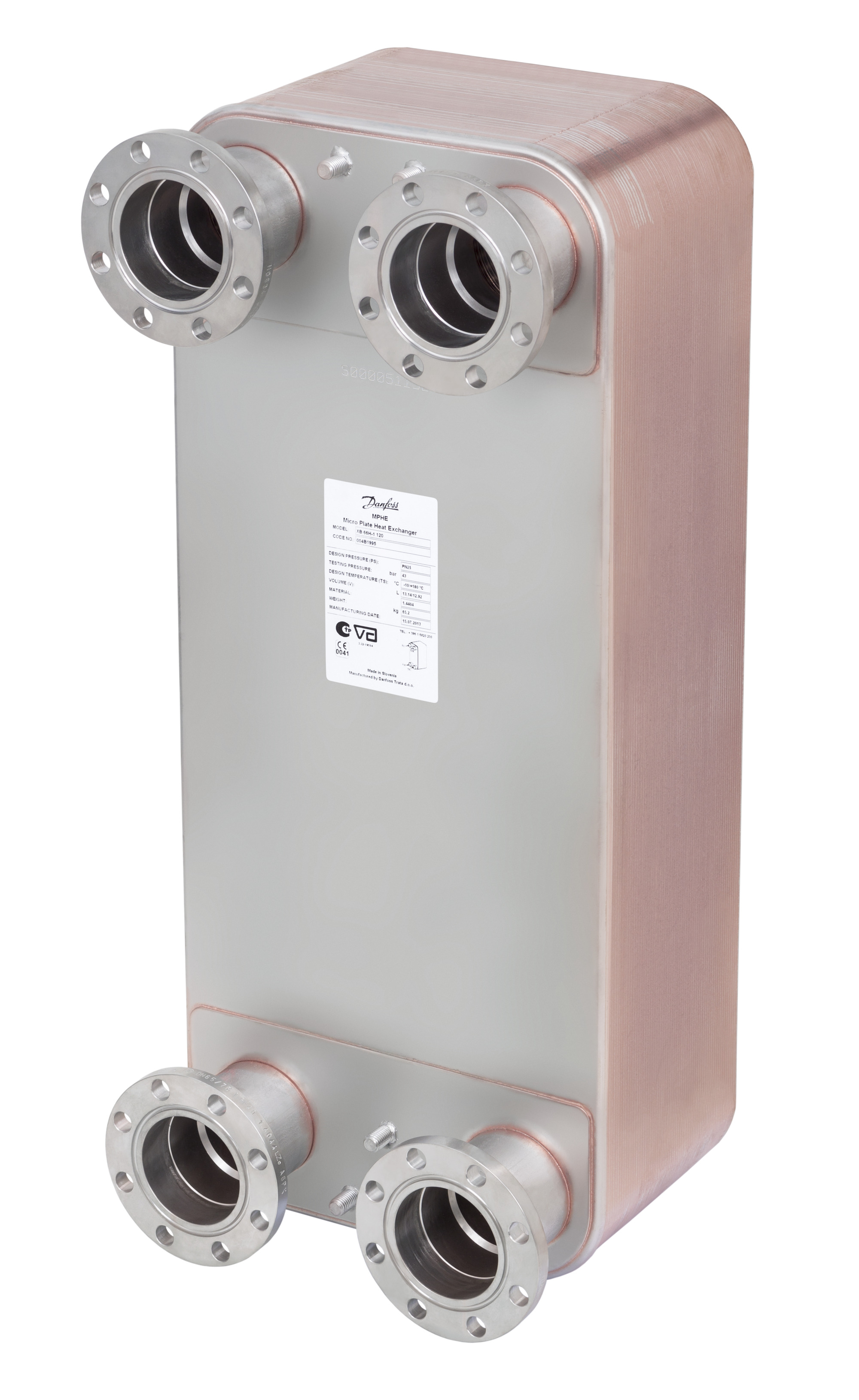 Danfoss Паяный пластинчатый теплообменник серии XB66 XB66L-1-160 PN16 DN65 паяный ТО 004B1971  - Вид №2