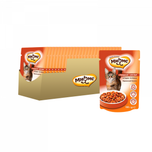 ПР0038787*24 Корм для кошек Идеальный баланс, говядина в соусе конс. пауч 100г (упаковка - 24 шт) МНЯМС