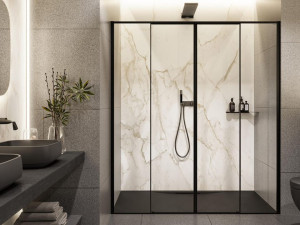 Душевая кабина из закаленного стекла с раздвижной дверью