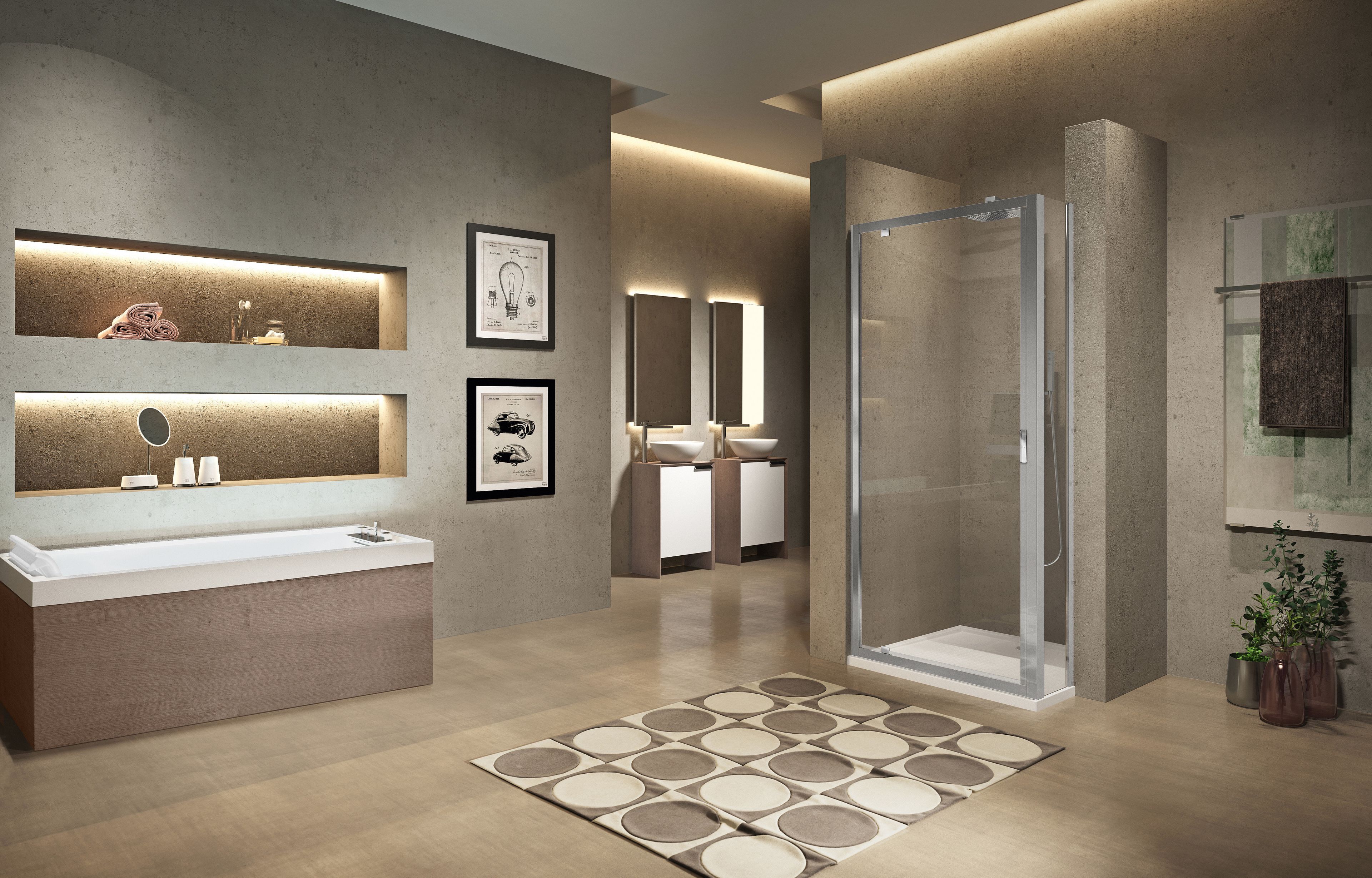 Профиль угловой душевой кабины с распашной дверью Novellini Lunes ARCH-00068967 - Вид №6