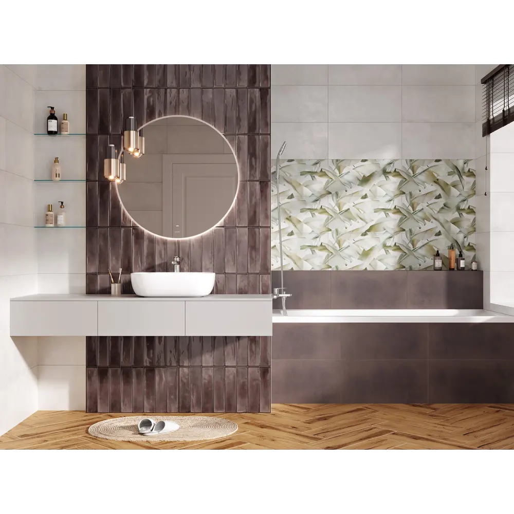 Плитка настенная KREAFORTA Cascada 29.8x59.8 см 1.425 м² матовая цвет светло-серый STLM-2179230 - Вид №4