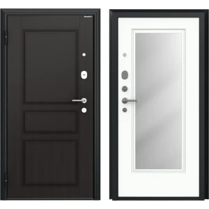 Дверь входная металлическая Премиум New 98x205 см левая белый с зеркалом