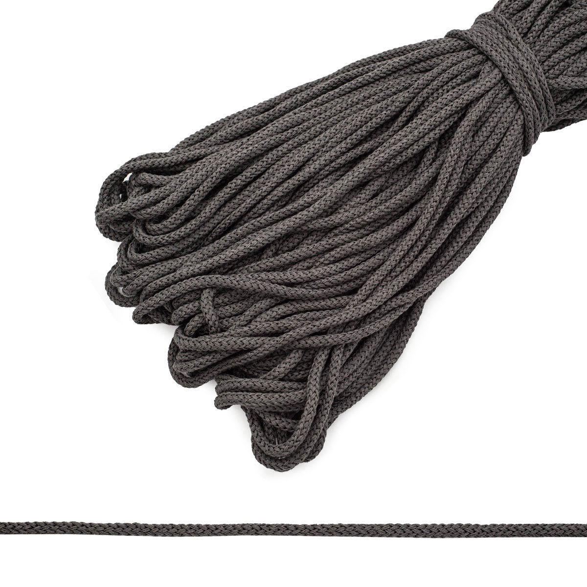 90934088 Шнур плетеный бытовой веревка хозяйственная хлопковая цвет темно-серый 5мм х 100м STLM-0423386 АЙРИС