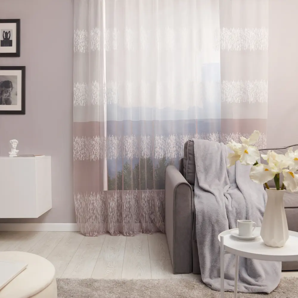 Santreyd Тюль «Мираж» с лентой - розовые полосы 300×260 см 82701349 STLM-0034430