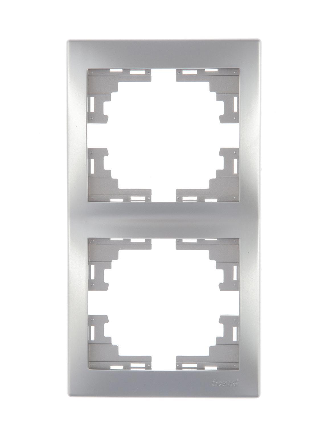 90167984 Рамка для розеток и выключателей 2 поста вертикальная цвет серый / серебристый Mira STLM-0121819 LEZARD