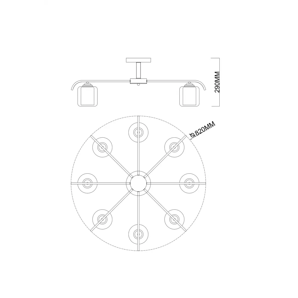 Люстра SCHAFFNER Astra 4420 - золотистая неоклассика с 8 стеклянными плафонами 89426418 STLM-1566621 - Вид №12
