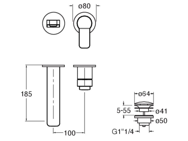 Настенный однорычажный смеситель для раковины CRISTINA Rubinetterie Elevation ARCH-00124232 - Вид №2
