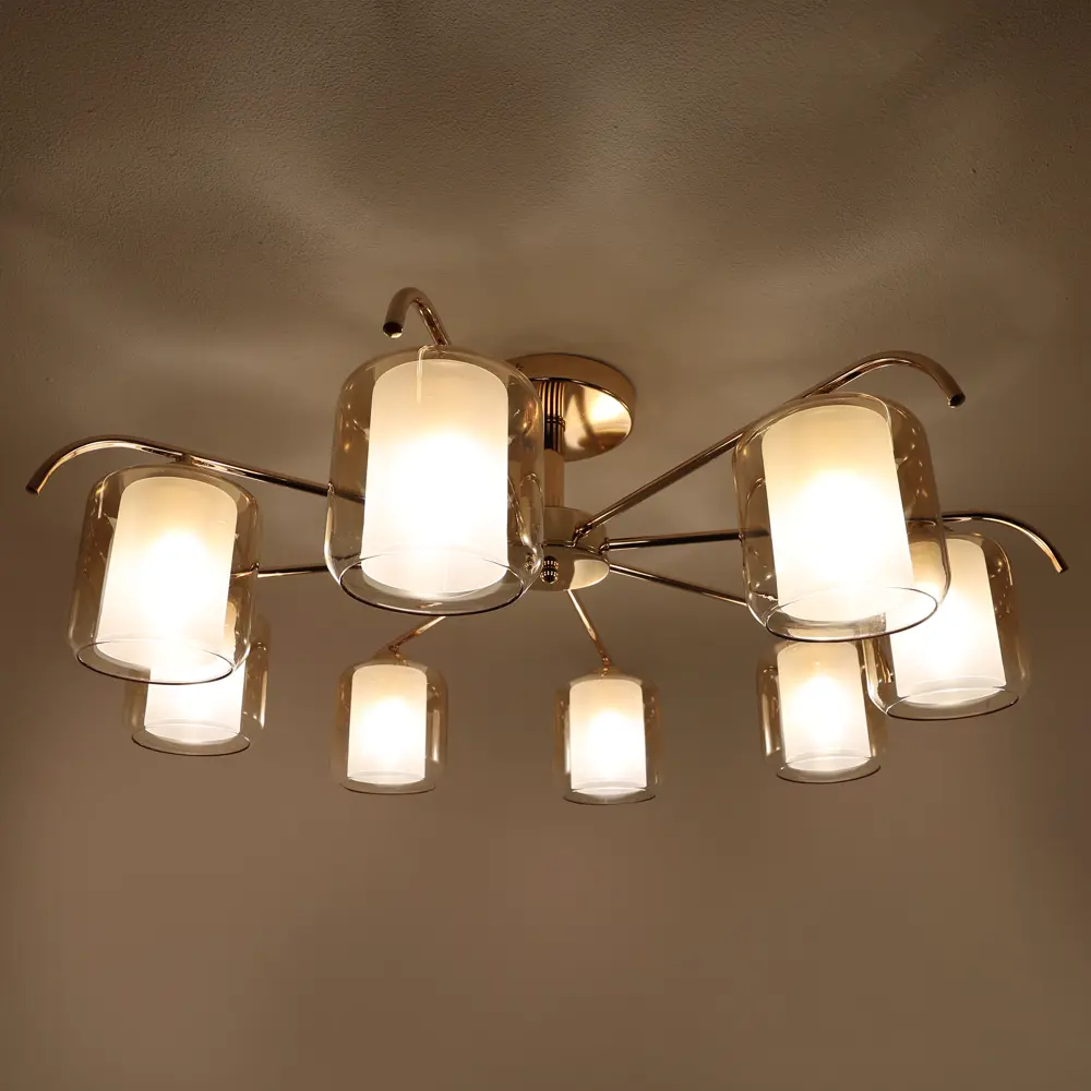 Люстра SCHAFFNER Astra 4420 - золотистая неоклассика с 8 стеклянными плафонами 89426418 STLM-1566621 - Вид №1