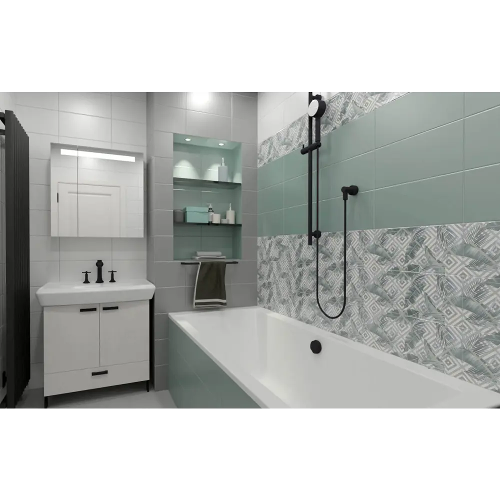 Керамическая плитка НЕФРИТ-КЕРАМИКА Эклат матовая зеленая 40×20 см 89232606 STLM-0946484 - Вид №7