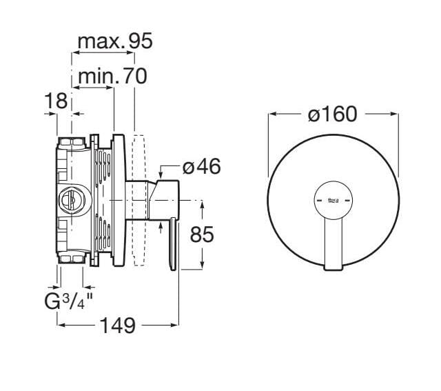 Встраиваемый смеситель для душа с 2 отверстиями Roca номерной знак ARCH-00024275 - Вид №5