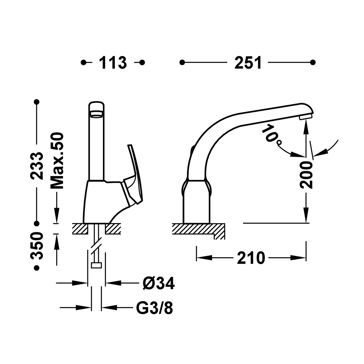 Кухонный смеситель с одной ручкой для кухни-17044002 TRES Kitchen - Вид №1