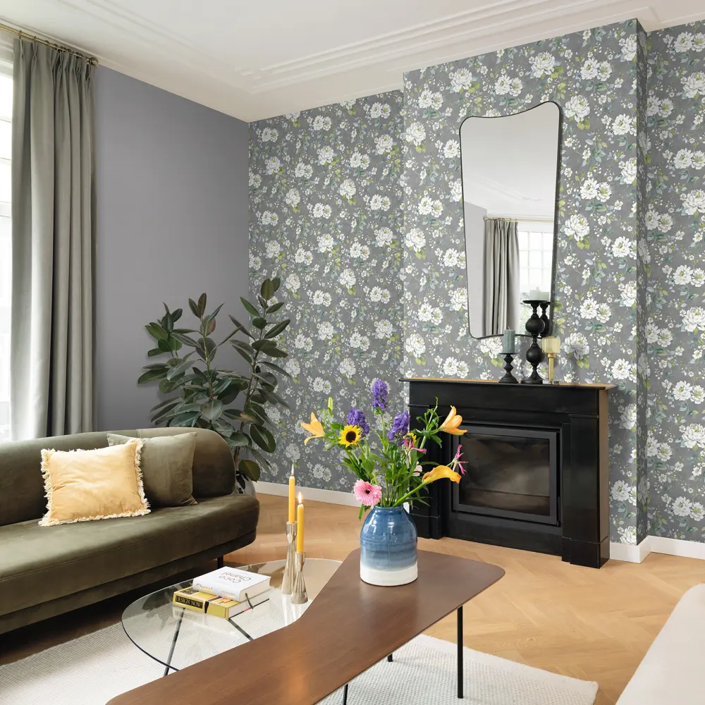 Обои флизелиновые Inspire Diego Flora серые 1.06 м 643046 STLM-2146546 - Вид №3