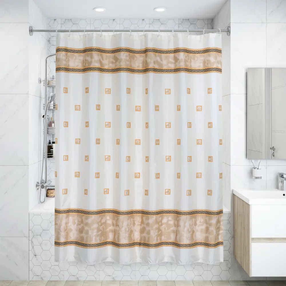 BATH PLUS Rome - Штора для ванной бежевая 180 см с усиленным креплением 11493779